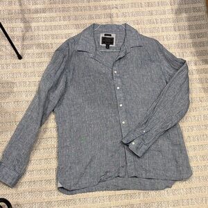 Jos. A. Bank Blue Casual Button-Down Shirt Linen